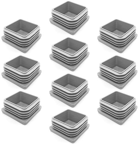 Enkotrade 10 Stück Lamellenstopfen Grau für Vierkantrohre, 60x60 mm, Rohrabdeckung aus hochwertigem Polyethylen Kunststoff, Stopfen, Endstopfen, Kappen, Gleiter | Rohrstopfen Quadratisch