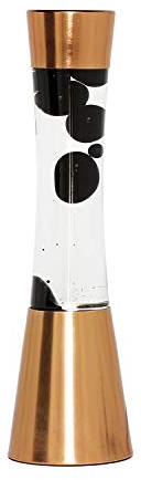 Licht-Erlebnisse Elegante Lavalampe in Kupfer Schwarz 39,5cm inkl. Leuchtmittel Kabelschalter Retro Lampe Magmaleuchte SANDRO