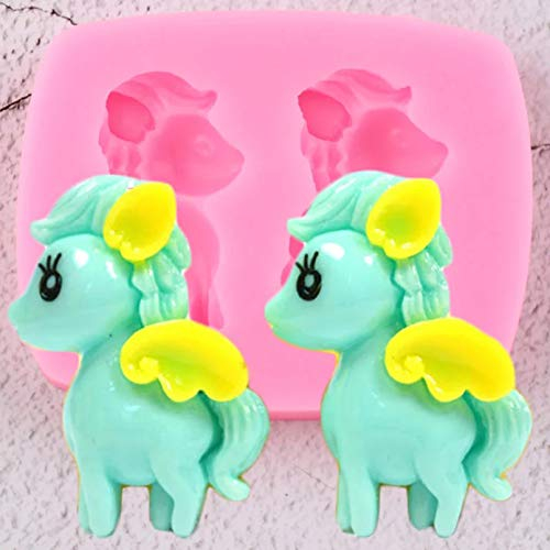 JLZK Pegasus Horse Silicone Molds Unicorn Birthday Cupcake Topper Fondant Cake Decorating Tools Candy Chocolate Moulds