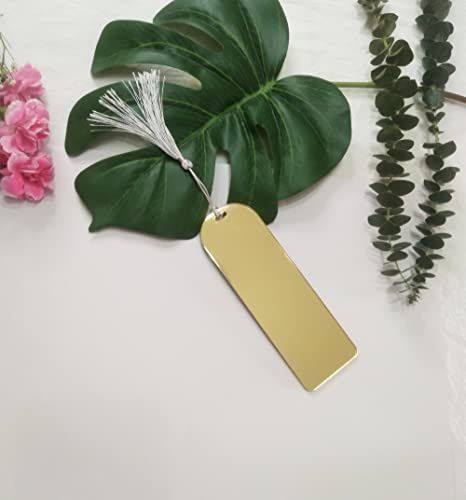 10 Stück Acryl verspiegelte Lesezeichen Banks, Spiegel Planer Lesezeichen, Acryl blanko Lesezeichen mit Mini-Lesezeichen, Quasten für DIY-Projekte und Geschenkanhänger (Gold Mirror)