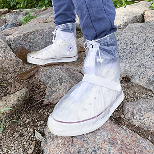 DJZSSXLW Rain Boot Waterproof Shoes Cover Women Men Kids Reusable PVC Rubber Sole Overshoes Galoshes 1 Pair (Transparent,3XL)