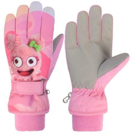 Handschuhe Kinder Winter Snow Skihandschuhe für 2-13 Jahre Mädchen Jungen PU Palme Wasserdicht Winddichte Warm Fleece Winterhandschuhe FahrradhandschuheThermohandschuhe Snowboard Skifahren Sports XS