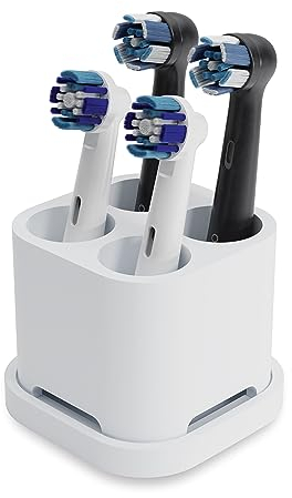 Qikfresh - 4er Aufsteckbürsten Halter und Zahnbürstenhalter - Passend für Oral-B, iO, Philips Sonicare, Waterpik, Fairywill - Aus lebensmittelechtem Silikon (Weiß)