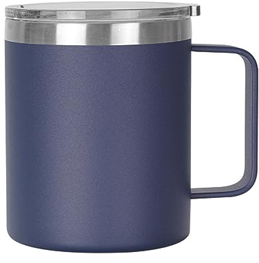 Gteller Tasse à café de 12oz avec poignée, gobelet isotherme à double paroi en acier inoxydable gardant chaud et froid (Bleu marine)