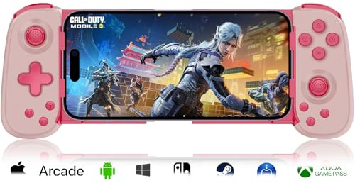 arVin Wireless Gaming Controller for iPhone, iPad, Android, Samsung Galaxy, Tablet, Switch, PS4, PC Gamepad with Hall Effect Joystick/Turbo/6-Axis Gyro/Vibration, Direct Play for Call of Duty, Genshin