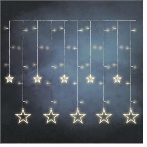 EMOS Sternengirlande mit 115 LEDs, Lichtervorhang 185cm + 5m Zuleitung, warmweiße Lichtfarbe, LED-Lichtergirlande + Netzteil, Leuchtdauer 10.000 h, IP44 für Innen/Außen, für Party, Weihnachten, Deko