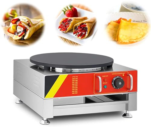 Utensilios de Cocina Máquina para Hacer panqueques eléctrica Comercial de 3000W, Placa calefactora Antiadherente de 34cm de diámetro máquina de crepé 50-300 ℃