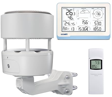 ECOWITT Wireless Weather Stations WS3802 with 7.5 inch Home LCD Display, Garden Weather Sensor WS85 (Solar Panel/Rain Gauge/Wind Speed/Direction Sensors) + a Outdoor Temperature-Humidity Sensor WN32