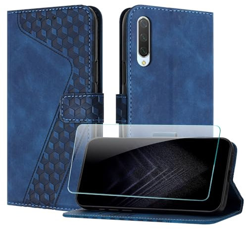 JayModCase Funda para Xiaomi Mi A3 / Mi CC9e, PU Piel Flip Carcasa con [Xiaomi A3 Protector de Pantalla] Cierre magnético Soporte Plegable Tarjetas y Cartera (Azul)