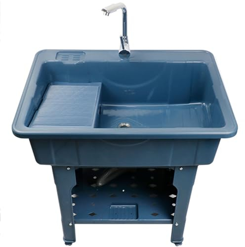 Lavandino per Lavanderia, Lavandino per Lavanderia con Rubinetto, Lavandino per Lavanderia Indipendente, Lavandino in Plastica, Lavandino per Interni ed Esterni per Lavare a Mano i Vestiti