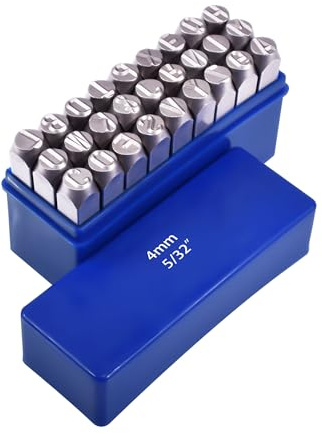 Skweawert Buchstabenstempel-Set, 4 mm, Federstempel-Set, A-Z und 27-teiliges Metallstanzwerkzeug für Metall, Kunststoff, Holz, Leder und mehr