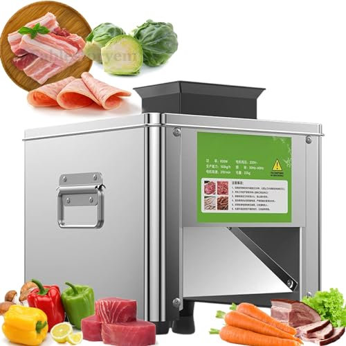 850W Commercial Meat Slicer, 2.5/3.5/5/7/10/15/21MM thickness Fresh Meat Slicer, Electric Deli Slicer, 150kg/h Stainless Steel Restaurant Food Cutter,21MM