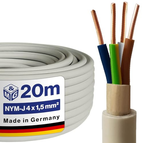 M&G Techno NYM-J 4x1,5 mm² Mantelleitung, 20m Feuchtraum Elektrokabel Grau