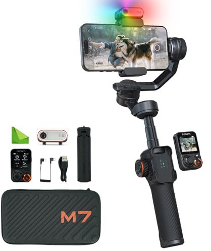 Hohem iSteady M7 Gimbal Stabilizer for iPhone,3-Axis Gimbal for Smartphone w/AI Tracker & Detachable Remote & Extendable Pole & Magnetic Light,Phone Stabilizer for Video Recording,Hohem M6 Kit Upgrade