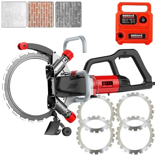 Electric Concrete Saw Brushless Circular Saw, Wall Chaser Cutting Machine with Blade, Wall Groove Ring Slotter Cutter Saw with 270MM Cut Depth, for Stone, Wood, Porcelain, Granite 9500W 4 Blades