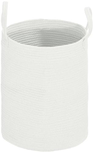 HOMCOM Panier à linge 36L, corbeille à linge pliable en coton, avec poignées, Ø 56 x 35,5 cm, crème