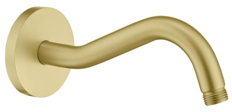 RANDOM Braccio doccia curvo da 20,3 cm con flangia in oro spazzolato a forma di S, braccio di estensione per soffione doccia, in acciaio inox, montaggio a parete. RD-91068-8BG
