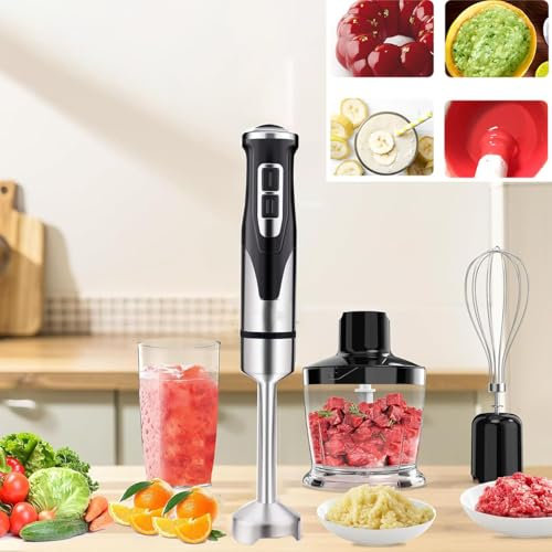 Immersion Blender Set Commercial Hand Blender with Stainless Steel Stirrer and Egg Beater, Variable Speed 8000-18000 RPM Electric Stick Blender for Mashed Potatoes, Creams, Mayonnaise