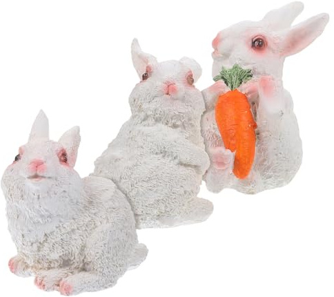 VICASKY 3stücke Lebendige Kaninchenfiguren Resin Dekorative Hasen-statuen Für Garten Balkon Und Osterdekoration Kleine Ornamente Für Frühlingsfestlichkeiten