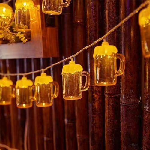 ENLACE Bierkrug LED-Lichtschleife, 1,5 m, 10 LED Bierlichtschleife, batteriebetrieben, Sommer-Lichtkette, Dekoration für Bar, Party, Hochzeit, Garten, Oktoberfest, Weihnachten, drinnen und draußen