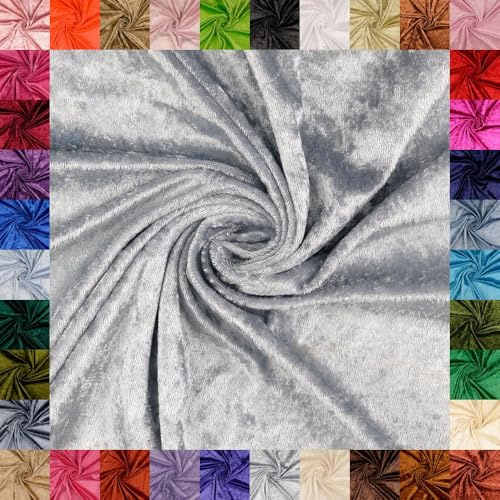 fingsi Mats Pannesamt Stoff – Coupon – edler glänzender Stretch Stoff – 145 cm breit – Dekostoff – Kostüme – Bühne – Vorhänge – Bekleidung – Möbel (22. Hellgrau 2,0m)