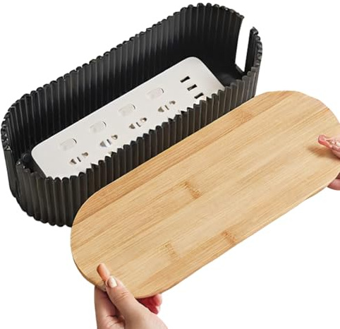 Cable Storage Box - Desk Cable Organiser Box - Extra Large Cable Storage with Cable Connections | Cord Hider for -free Work Area - Fits Power Strips, Chargers and Several K