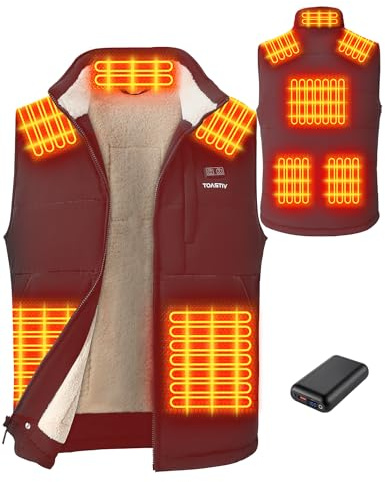 Toastiv Gilet Chauffant Homme avec Batterie 20000mAh 7.4V - Doublé en Polaire Chaude, Lavable en Machine, Veste Chauffante Électrique pour Hiver