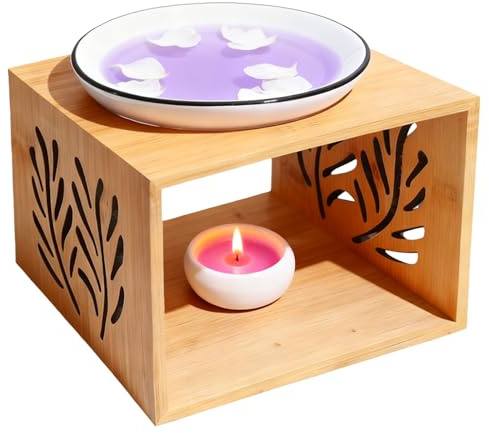 Behogan Doftlampa: Doftvax diffusor, doftlampa av keramik med värmeljushållare, 12 x 12 x 9 cm, för eteriska oljor, aromaterapi för dekoration och terapi