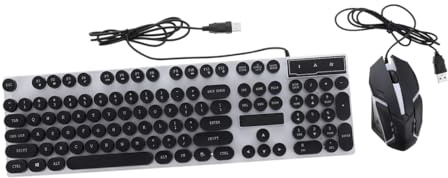 GALPADA Clavier Et Souris Filaires Gamer Rétro USB 2 Pièces pour Ordinateur Ergonomique Noir Design Punk LED RGB Éclairage Jeu Ordinateur