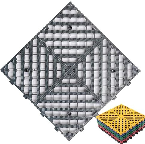 Piastrelle ad incastro per pavimento del garage, in PVC resistente, modulari, autosvuotanti, antiscivolo, per garage, autolavaggio, officina, tappetini rimovibili, 40 x 40 x 3 cm, grigio, 10 pezzi ≈