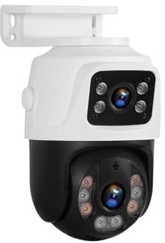 KVBRUI Telecamera IP Poe PTZ a Doppio Obiettivo da 6 MP for Esterni, Telecamera di Sicurezza Domestica, Telecamera di videosorveglianza CCTV a Doppio Schermo(Only 6MP Poe Cam)