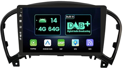 MISONDA [4G + 64G / Dab + Incorporado ] Radio de Coche Android 15 para Nissan Juke 2010-2014 con estéreo IPS de 9 Pulgadas con GPS/Carplay/BT/Mirror Link/WiFi/DSP/FM/Cámara/RDS