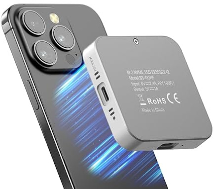 Box SSD NVMe M.2 Magnetico con Ventola Attiva – USB-C 10 Gbps – Compatibile con iPhone 15/16/17, ProRes e Power Delivery