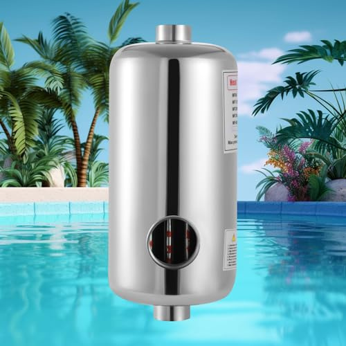 MIIWWOWO Schwimmbad Wärmetauscher 28kW, 304 Edelstahl Poolheizung 150L/min, max. Temperatur 120°C, für Pool Heater Exchanger (292 x 134 mm)
