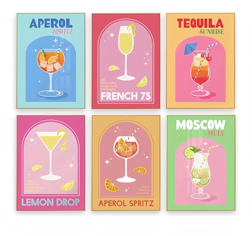 Dermalyx Set De 6 Affiches Esthétiques, Tableaux sur Toile, Décoration De Pièce Esthétique, Images pour Chambre, Tableaux Muraux Colorés, Décor Élégant sans Cadre 20x30 c