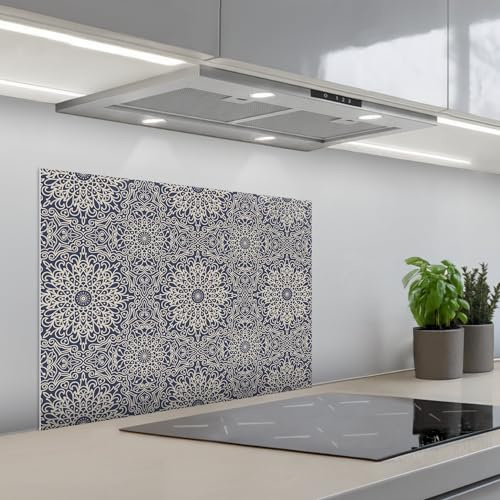 KitchenYeah© Credence Adhesive Pour Cuisine 50x70 cm Panneau Mural Adhesif Fond De Hotte Plaque Pvc Murale Peel And Stick Protege Mur Mandala - Fleurs - Vintage - Motifs