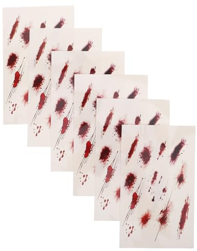 Zerodeko 6 Pièces Autocollants Temporaires pour Cicatrices, Autocollant Cicatrice Rouge en Papier à Transfert D'eau, Effet Réaliste, Application Facile, pour Maquillage Vampire et Fête
