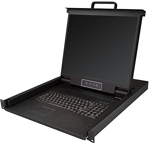 StarTech 1HE 19 VGA LCD KVM Konsole, Konsolenschublade, USB (RKCONS1901) | Rackmount Konsole, Ein-Port KVM, US QWERTY Tastatur, mit Kabeln, integriertes Netzteil, 1280x1024, 50.000 MTBF