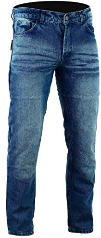 Bikers Gear Australia Jeans da motociclista foderati in Kevlar Classic Stone Wash Denim con protezione CE Uomo, Blu, 36R