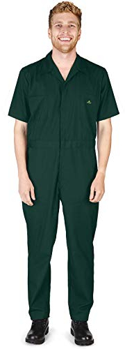 NATURAL WORKWEAR - Kurzärmeliger Herren-Arbeitsoverall mit verschiedenen Größen – 1 Größe größer bestellen - Grün - Mittel