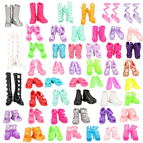 Miunana 50 Paar Puppenschuhe Schuhe Zubehör Accessories für 30cm Puppen | 50 Verschiedene Paar Schuhe: High Heels, Stiefel, Pumps, Puppenzubehör Passend für 11,5 Zoll Puppen, Geschenk für Mädchen