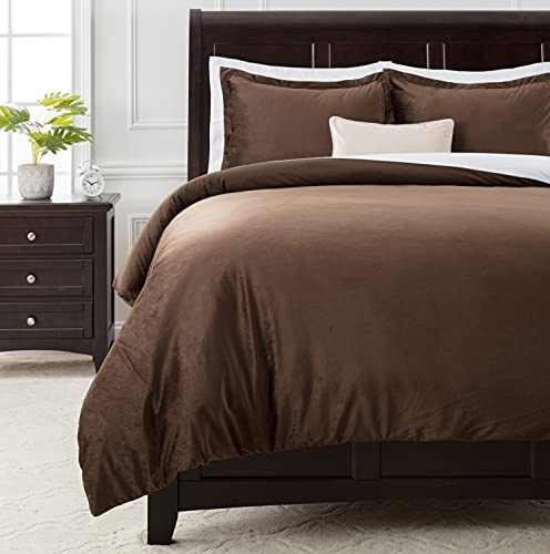 Chanasya Premium Velour Velvet Duvet Cover Set - Duvet Cover (104” x 90”) & 2 Pillow Shams (20” x 36”) - 3-Piece Set - Mink, King Size