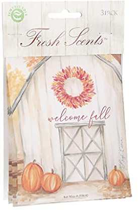 Willowbrook Duftsäckchen mit frischen Düften, Aufschrift Welcome Fall, Lufterfrischer-Beutel für Schubladen, Schränke, Autos, 3 Stück, langanhaltender Raumduft
