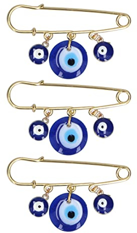 Hztyyier 3Pcs Evil Eye Brosche Pins, Türkei Evil Eye Brosche Pins Lucky Augapfel Hände Broschen Schmuck für Viel Glück