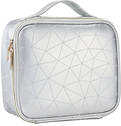 Kosmetiktasche Reise Make up Tasche Schminktasche Organizer Make up Bag Kosmetikkoffer Make up Koffer Kosmetik Organizer Tasche, Silber