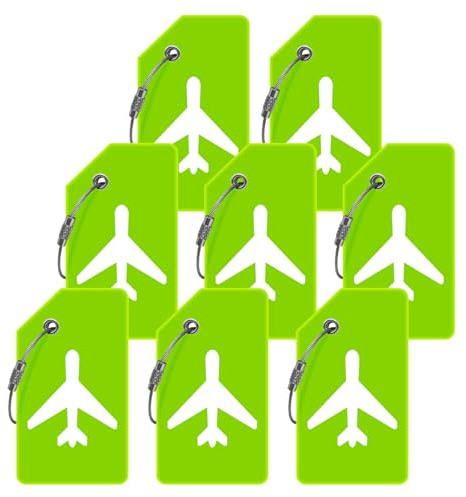 Luggage Tags for Suitcases, Quickly Spot 8Pcs Luggage Identifier Tags, Travel Essentials Accessories Name Tags for Backpacks, Suitcases, Bags, Baggage, Cruise - Flexible Silicone (Green)