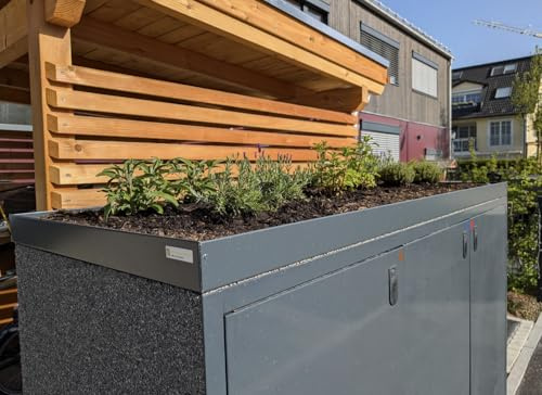 MY-MÜLLTONNE Aluminium Pflanzwanne 204 x 85 x 8 cm für 3er 240 L Mülltonnenbox – Pflanzdach, Pflanzkasten & Pflanzenbehälter – wetterfest, rostfrei, RAL-Farbe wählbar – Maßanfertigung