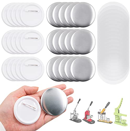100 Stück 58mm Leere Schaltfläche Abzeichen Button Supplies Back Button Teile für Badge Maker Maschine DIY Handwerk einschließlich Metallschalen Rückabdeckung und Klarfilm