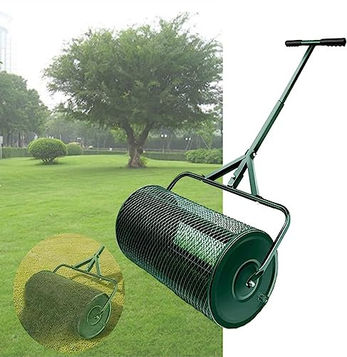DOZPAL Spandiconcime - Spandiletame Leggero in Rete Metallica con Impugnatura Regolabile a Forma di T - per concime Superiore Compost, Terra, pacciame, Fertilizzante, Terreno,Green-30cm