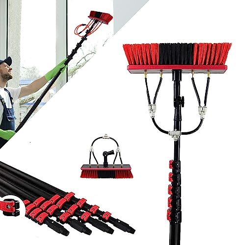 Witriolik 30FT/9m Teleskopstange fensterreinigung Universal Waschbürste, Fensterreiniger für Sonnenkollektoren, Fensterputzer längenverstellbar-18FT- für Außenwände, Autos & Fenster